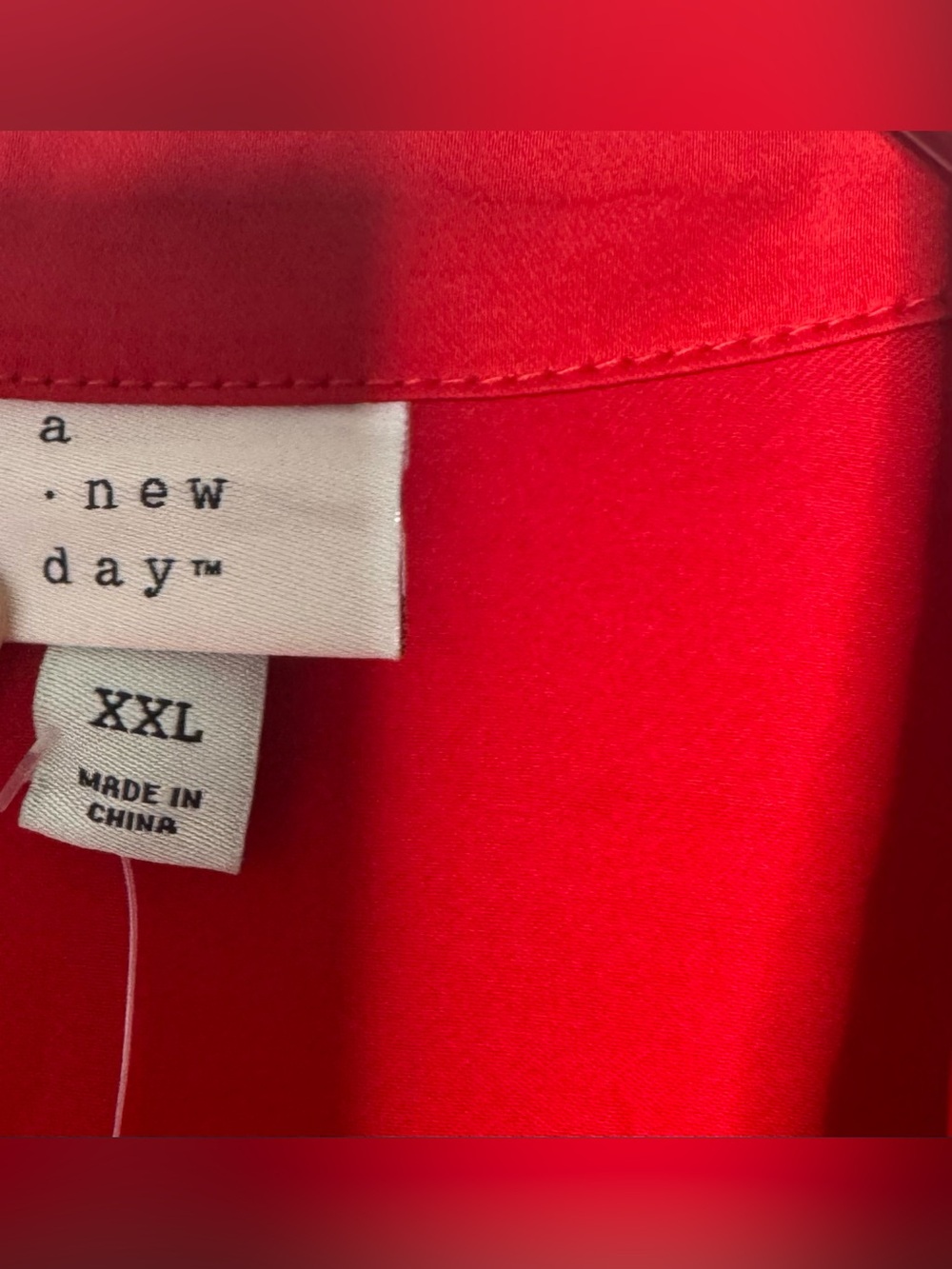 a new day Red Satin Tie-Front long sleeve blouse sz xxl event formal - Picture 2 of 6
